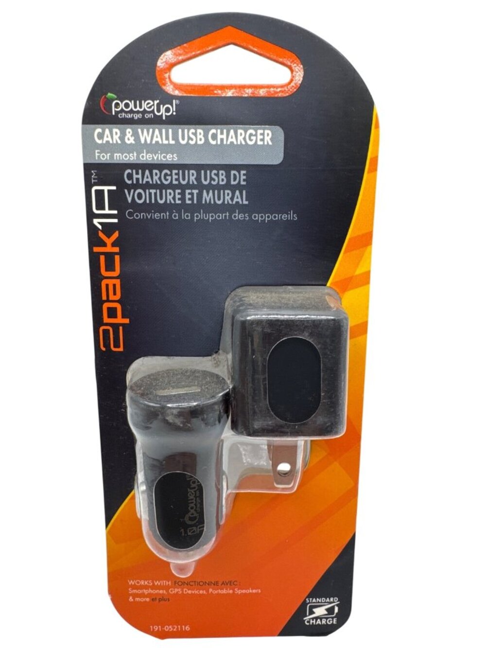 PowerUp 2-Pack 1A Car & Wall USB Charger Standard Charge For Smartphones GPS & P